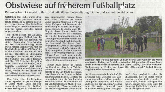 Bericht zur "Obstwiese auf früherem Fußballplatz"