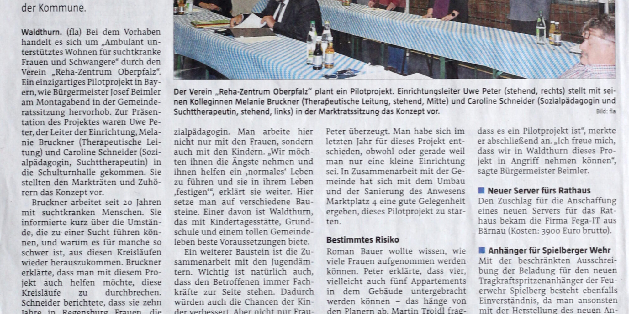 Zeitungsbericht zum Pilotprojekt in Waldthurn