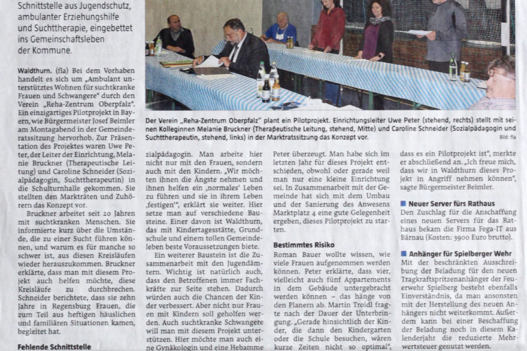 Pilotprojekt in Waldthurn Zeitungsbericht zum Pilotprojekt in Waldthurn